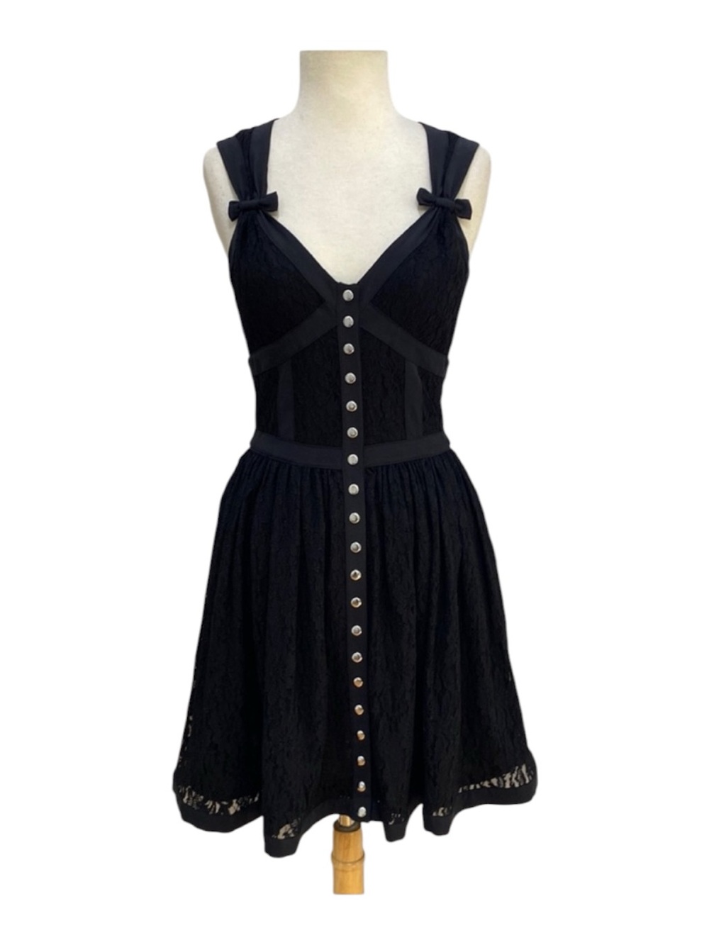 Vintage Betsey Johnson Y2K black lace corset dress